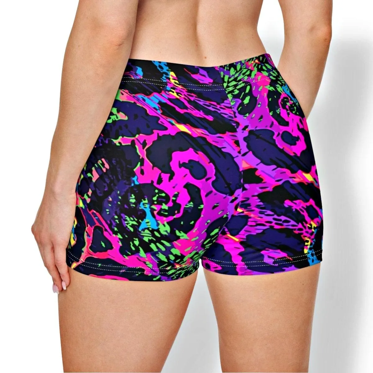 Neon Jungle Print High Waisted Shorts