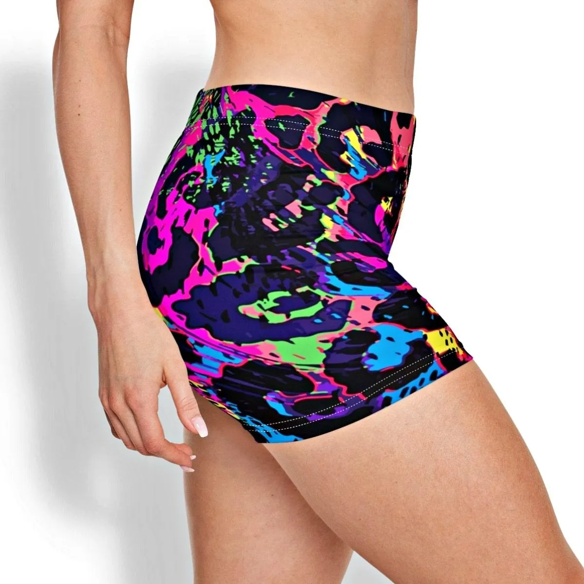 Neon Jungle Print High Waisted Shorts