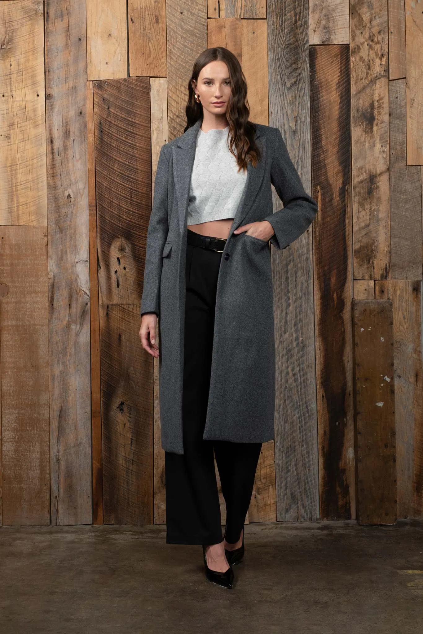 NOTCHED COLLAR LONGLINE BUTTON COAT