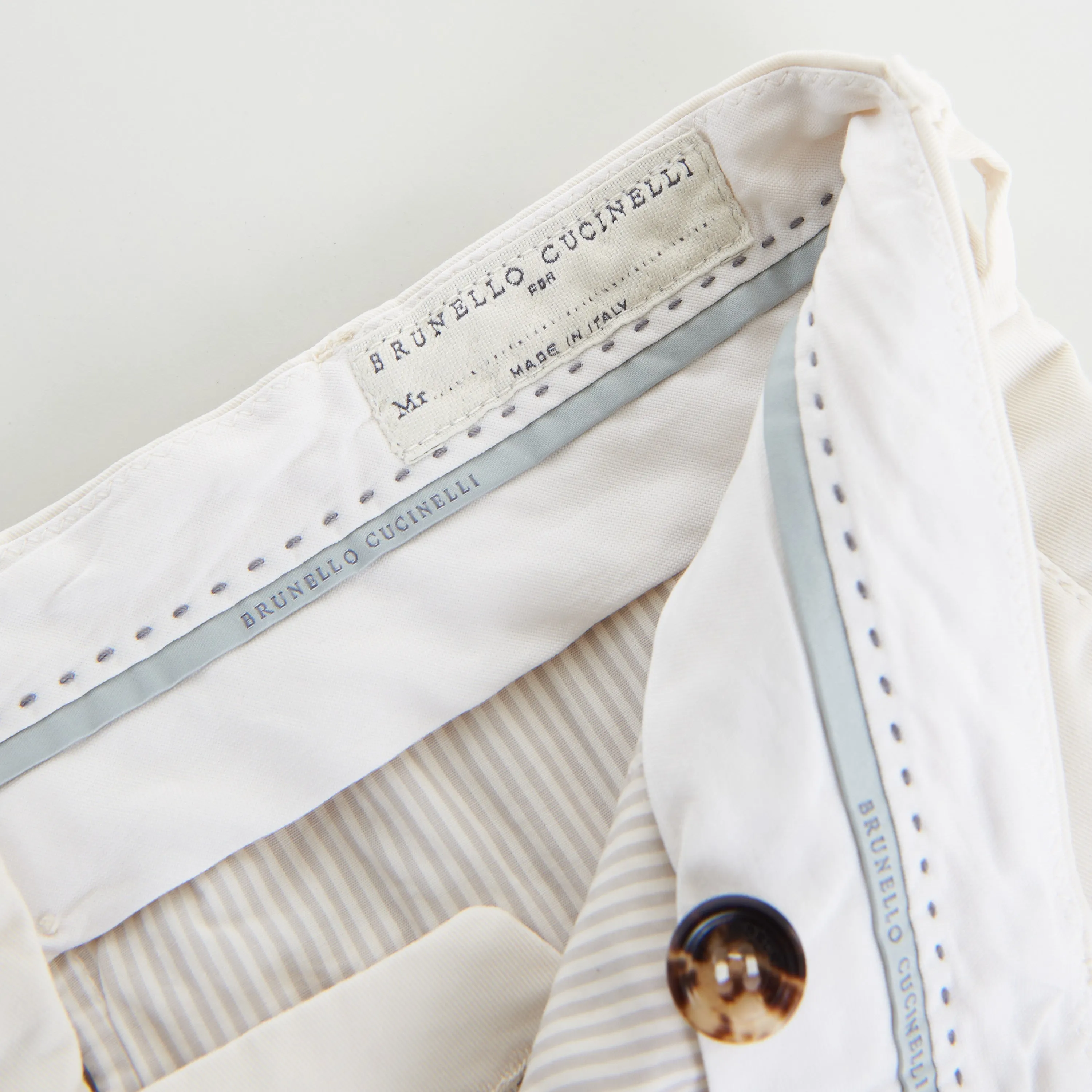 Off White Italian Fit Trousers / Pants - Pima Comfort Cotton Gabardine