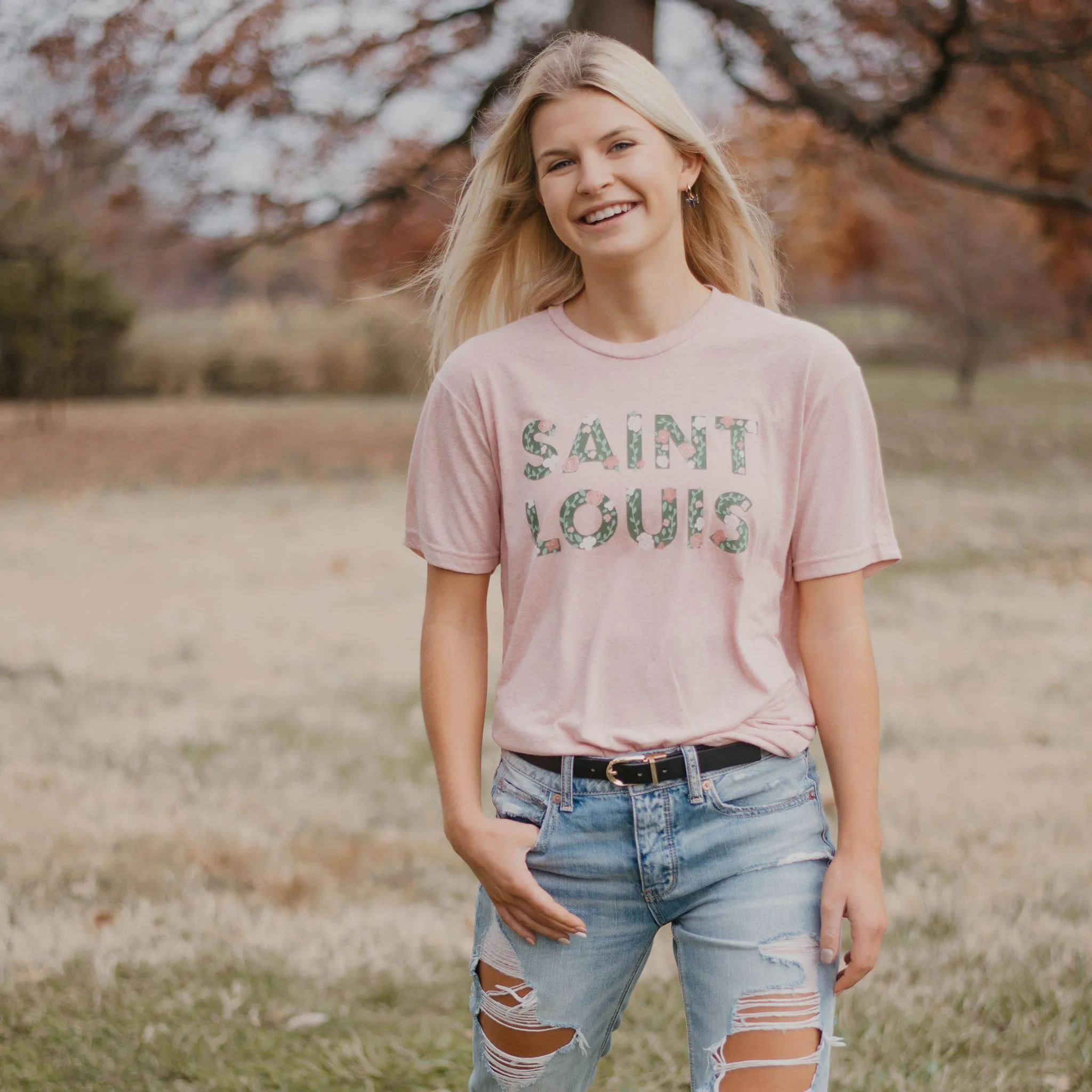 Saint Louis Floral Unisex Short Sleeve T-Shirt - Pink
