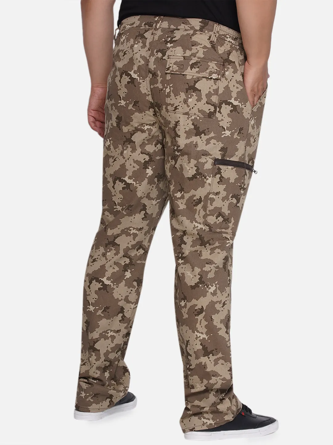 Santonio - Plus Size Men's Brown Regular Fit Pure Cotton Camouflage Printed Trousers