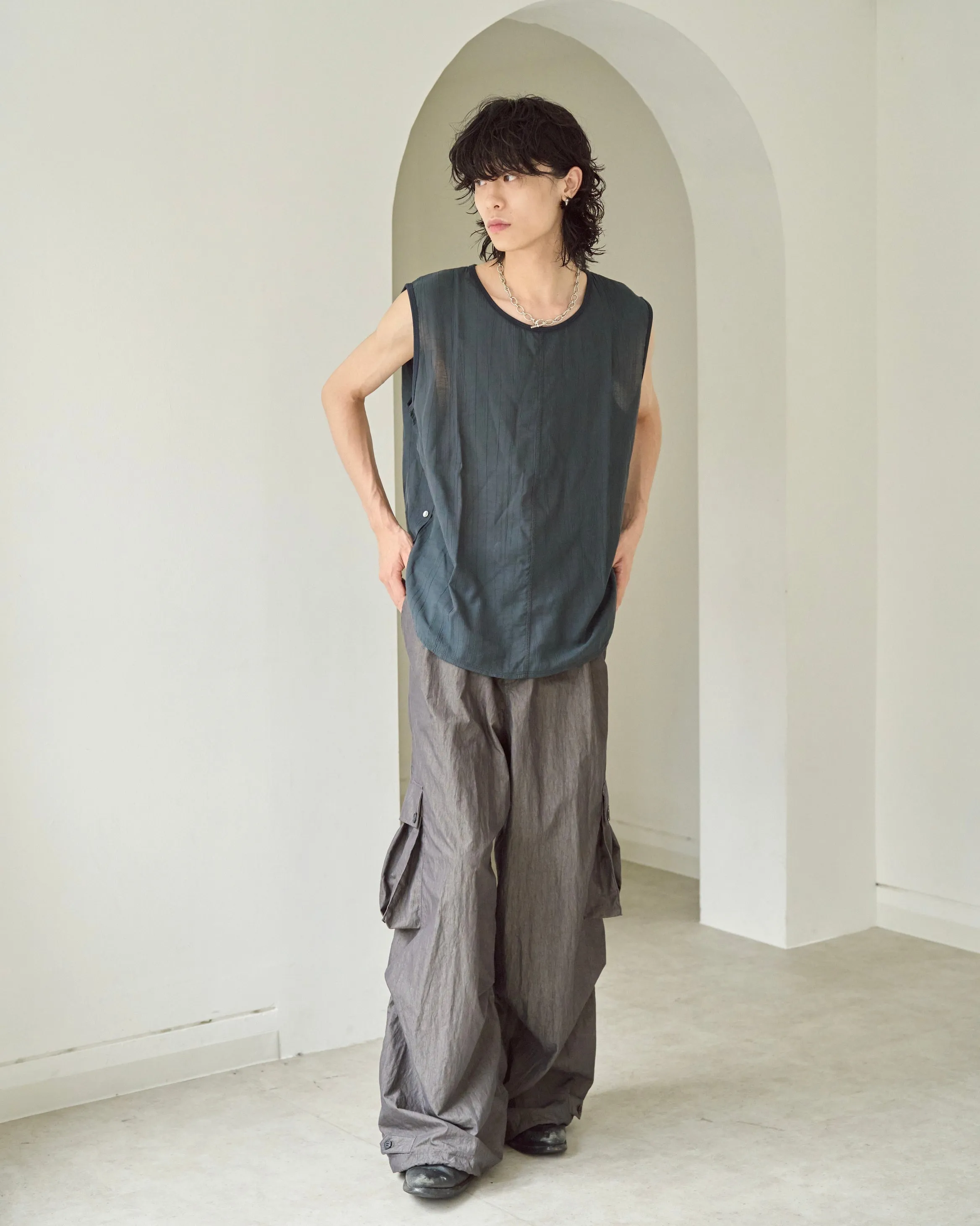 sleeve less semi-sheer tops