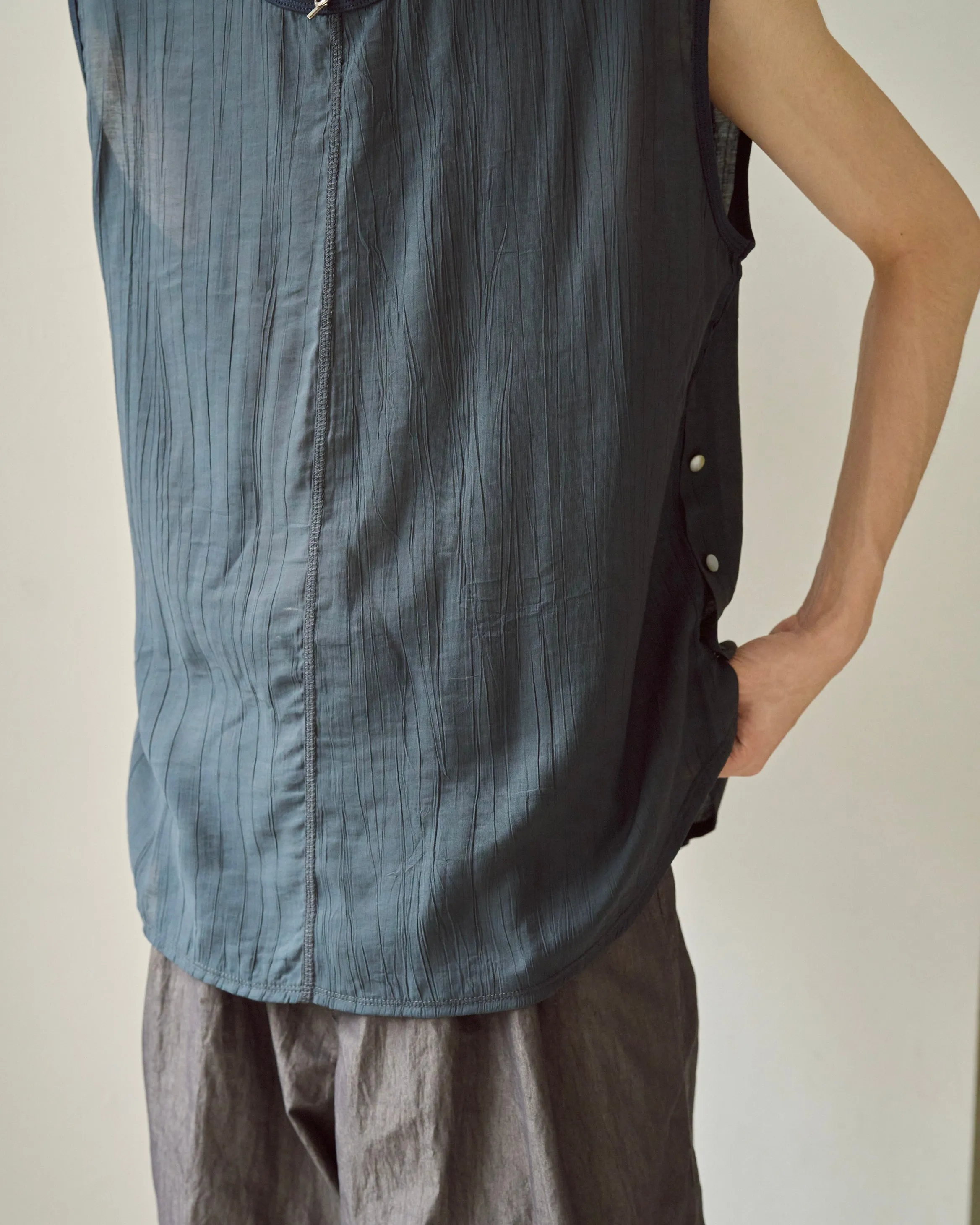 sleeve less semi-sheer tops