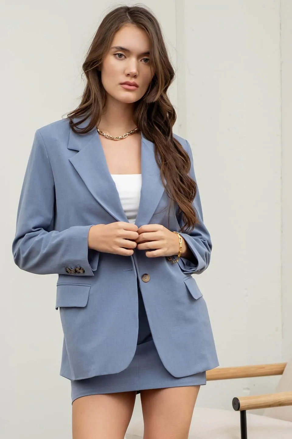 SOLID LONGLINE BLAZER