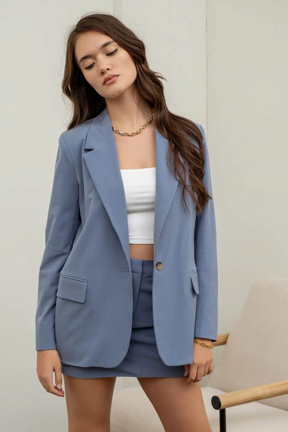 SOLID LONGLINE BLAZER
