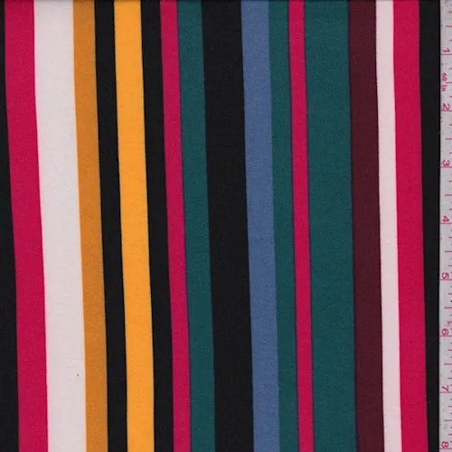 Spruce/Black/Wine Multi Stripe Double Brushed Jersey Knit Fabric