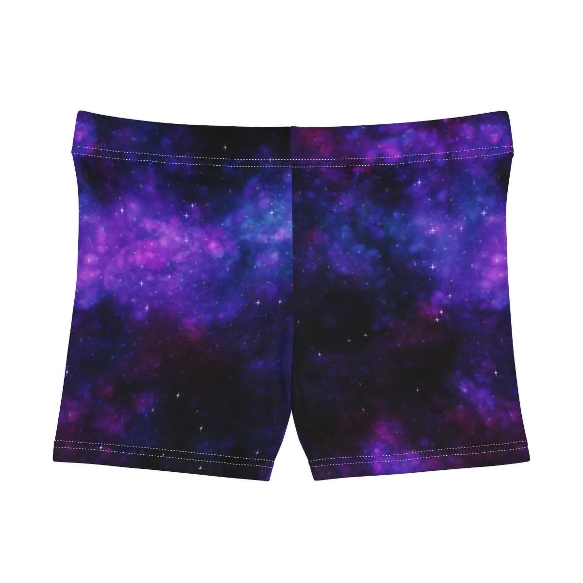 Women's Black & Purple Galaxy High-Waisted Shorts